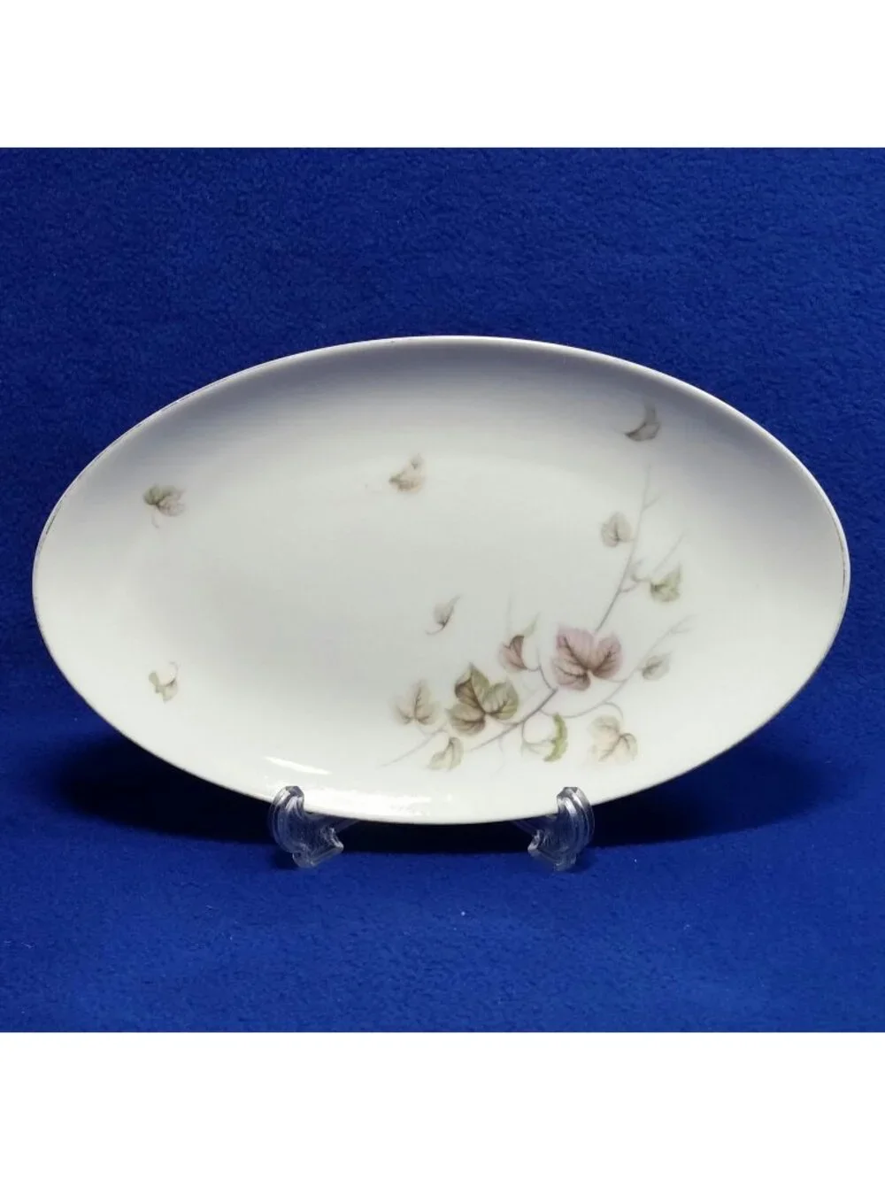 Yamaka China Breeze Underplate or Relish Dish 674 Pink, Brown and Grey Leaves